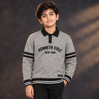 Boys' Heavyweight Winter Polo Heather Grey Sweatshirt