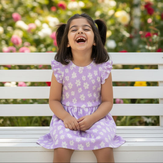 LC WAIKIKI Girls Textured Floral Printed Dress