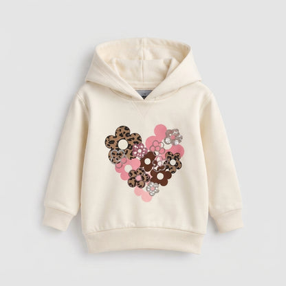 Floral Heart Graphic Hoodie for Girls
