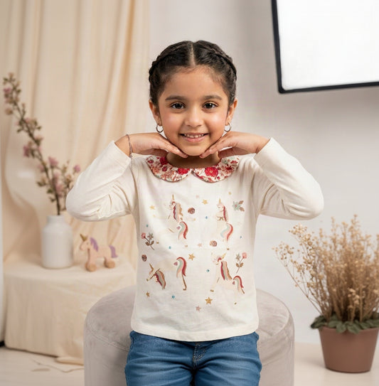 Full Sleeves Magical Unicorn Collar Top