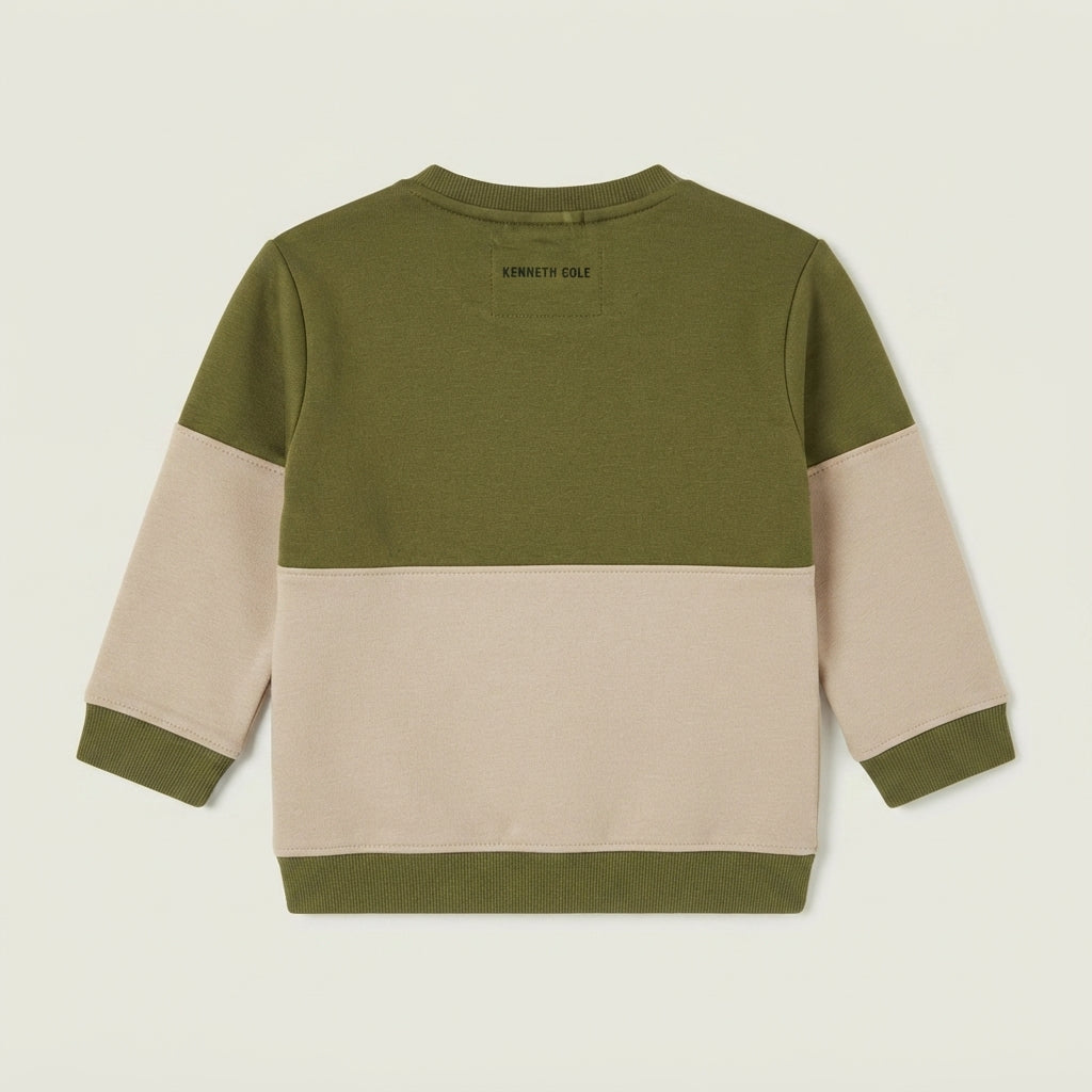 Olive & Beige Color-Block "All Day" Kids' Sweatshirt