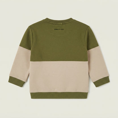 Olive & Beige Color-Block "All Day" Kids' Sweatshirt