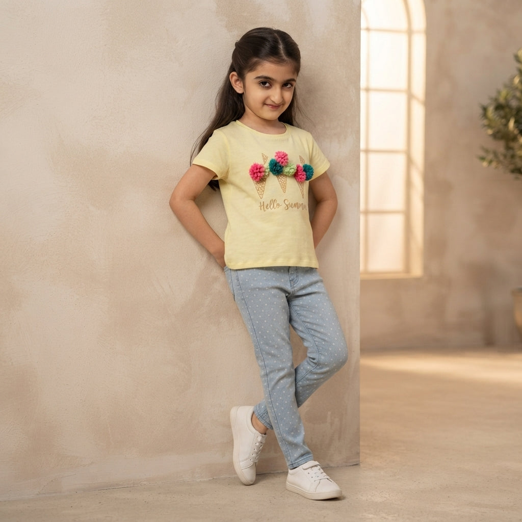 Girls 2 piece Set - Playful Scoops & Dots Outfit