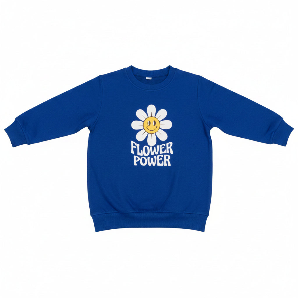 Flower Power Blue Kids winter Sweat Tracksuit Set