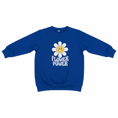 Flower Power Blue Kids winter Sweat Tracksuit Set