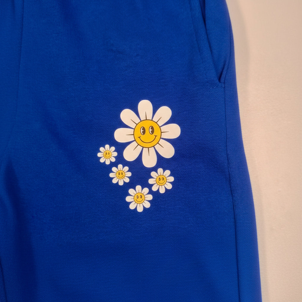 Flower Power Blue Kids winter Sweat Tracksuit Set