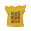 Name It - Girls Yellow Ruffle-Sleeve Botanical Stamp T-Shirt