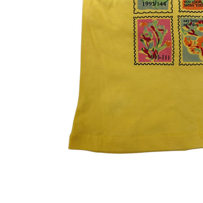 Name It - Girls Yellow Ruffle-Sleeve Botanical Stamp T-Shirt