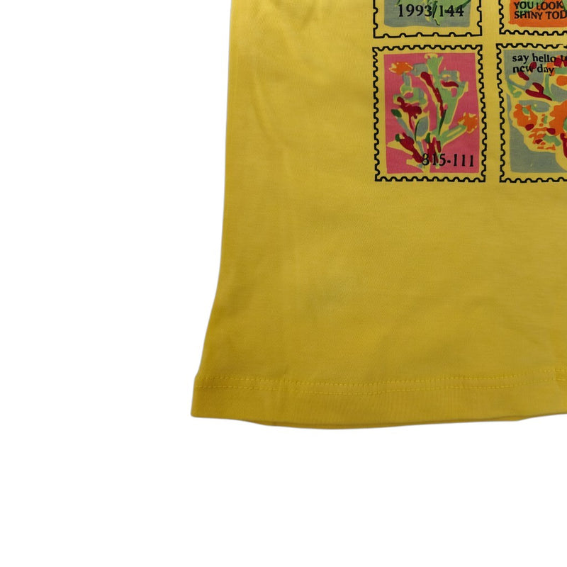 Name It - Girls Yellow Ruffle-Sleeve Botanical Stamp T-Shirt
