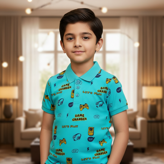 Juniors "Game Changer" Allover Print Kids Polo Shirt