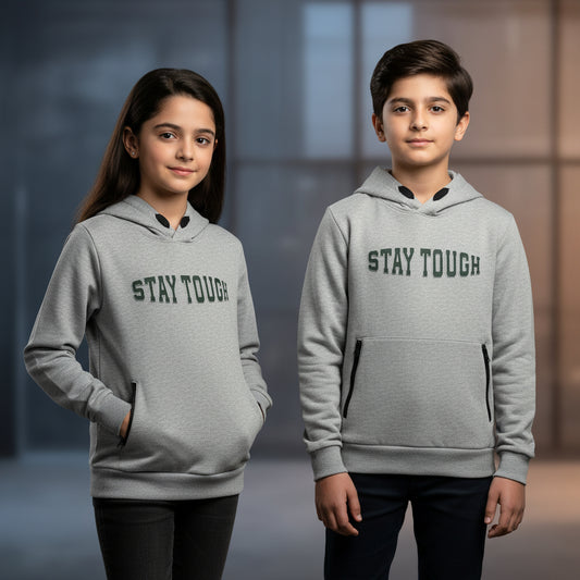 Stay Tough Grey 3D Graphic Kids Hoodie