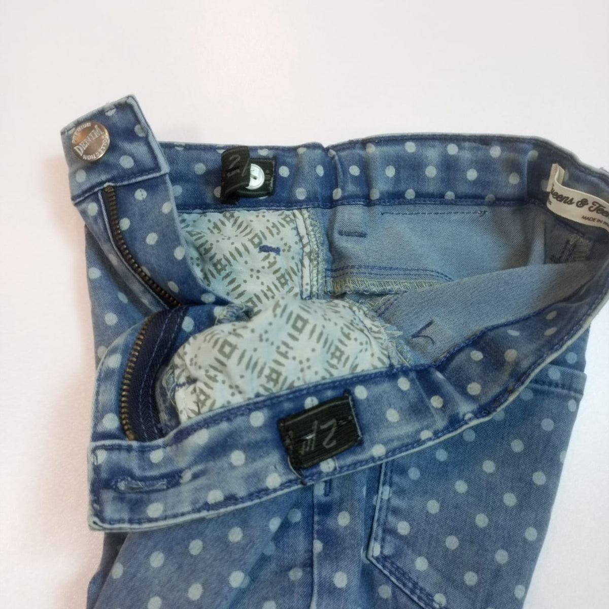 Girls Soft Denim Polka Dot Jeans
