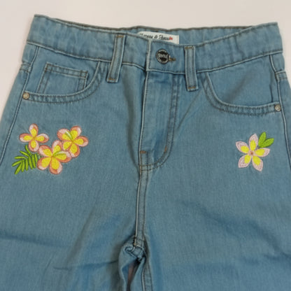 Floral Embroidered Wide-Leg Jeans