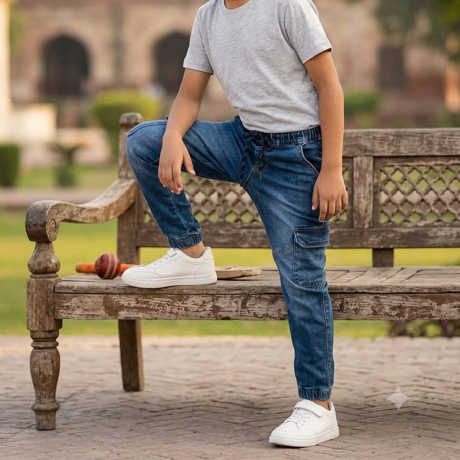 Stylish Denim 6 Pocket cargo joggers