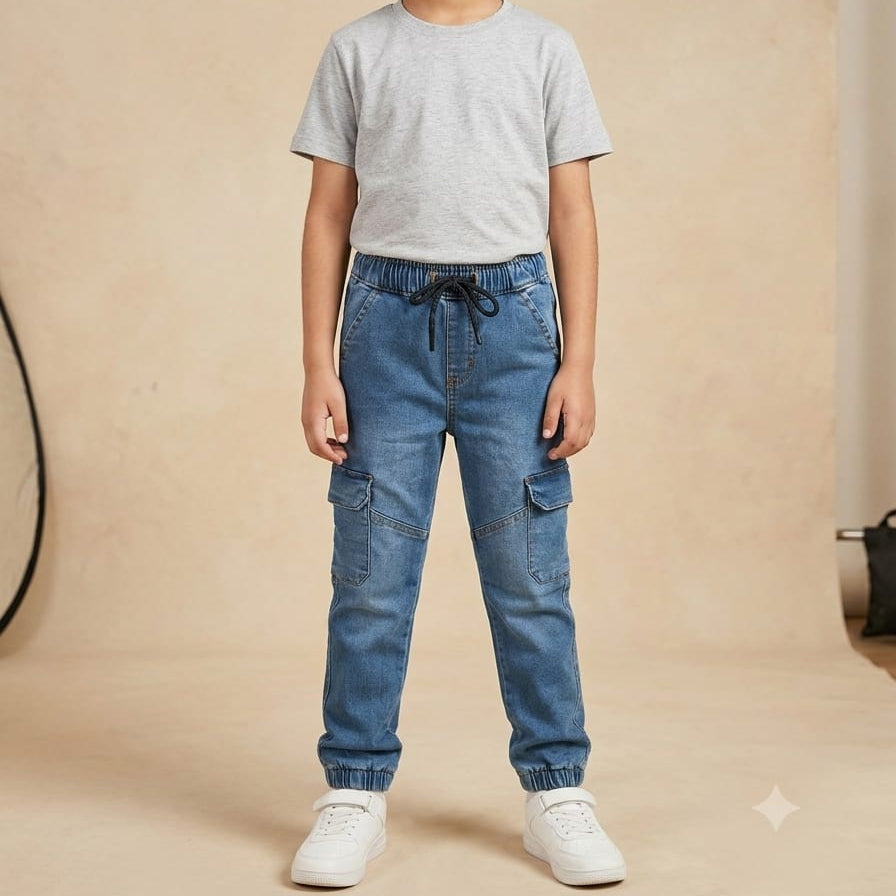 Stylish Denim 6 Pocket cargo joggers