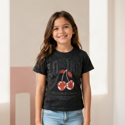 London Cherry Graphic Tee – Charcoal